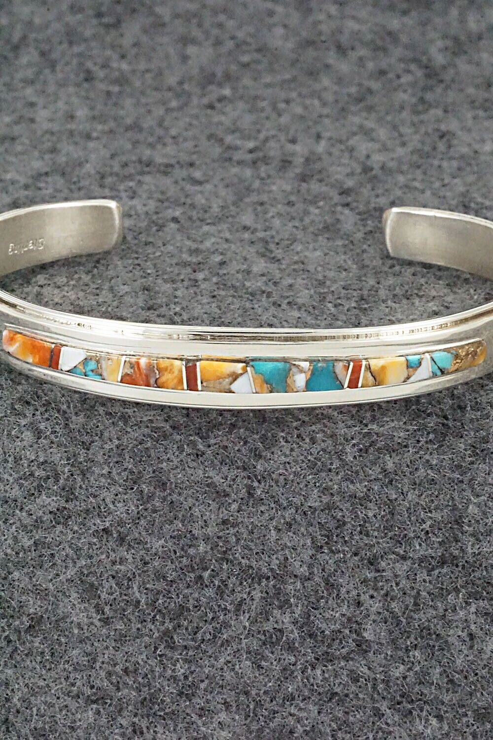 Turquoise, Coral, Spiny Oyster & Sterling Silver Bracelet - Wilbert Muskett Jr.