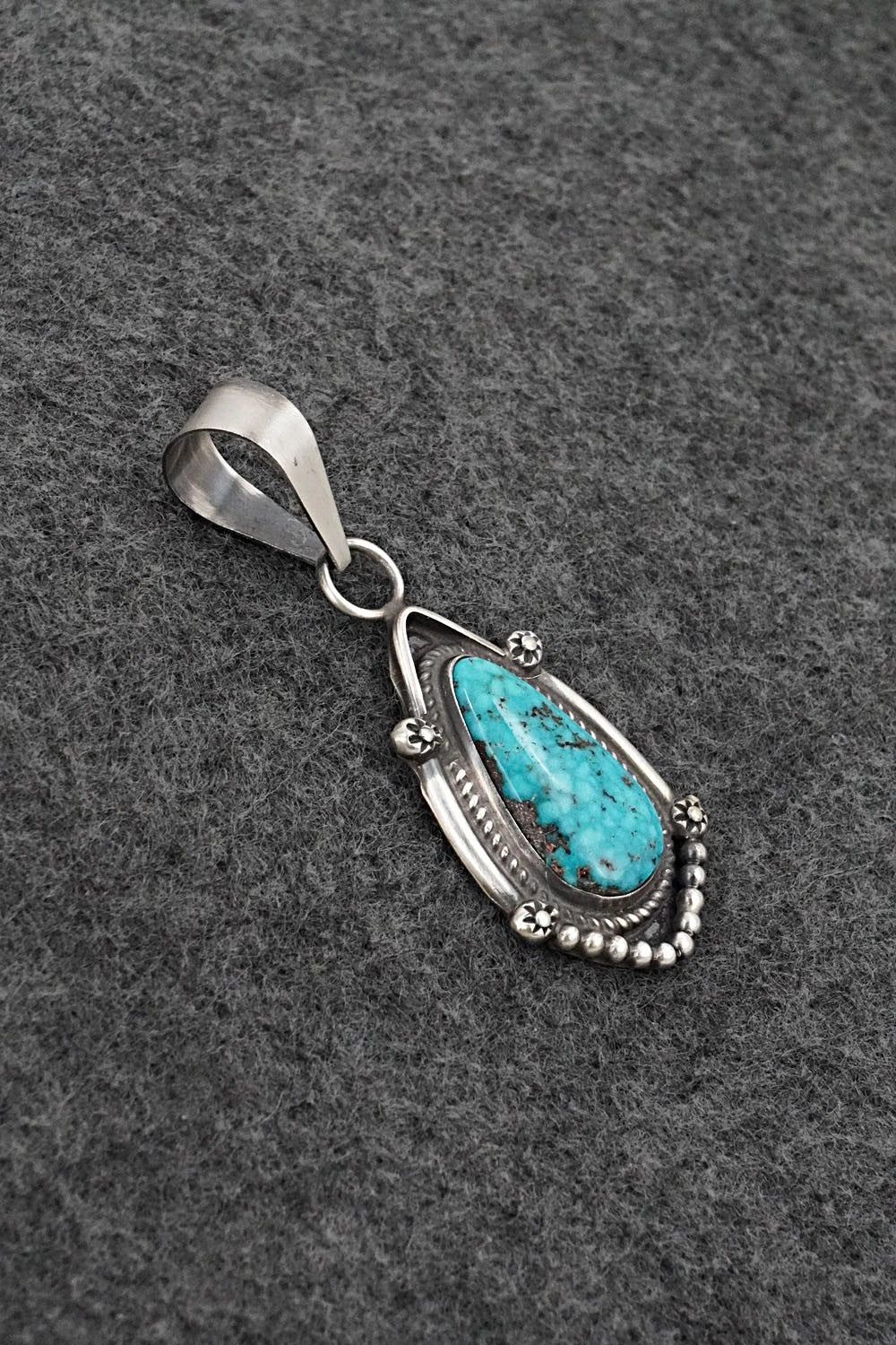 Turquoise & Sterling Silver Pendant - Leslie Nez