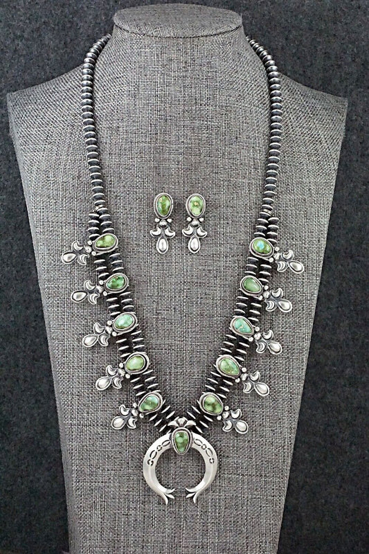 Turquoise & Sterling Silver Squash Blossom Set - Paige Gordon