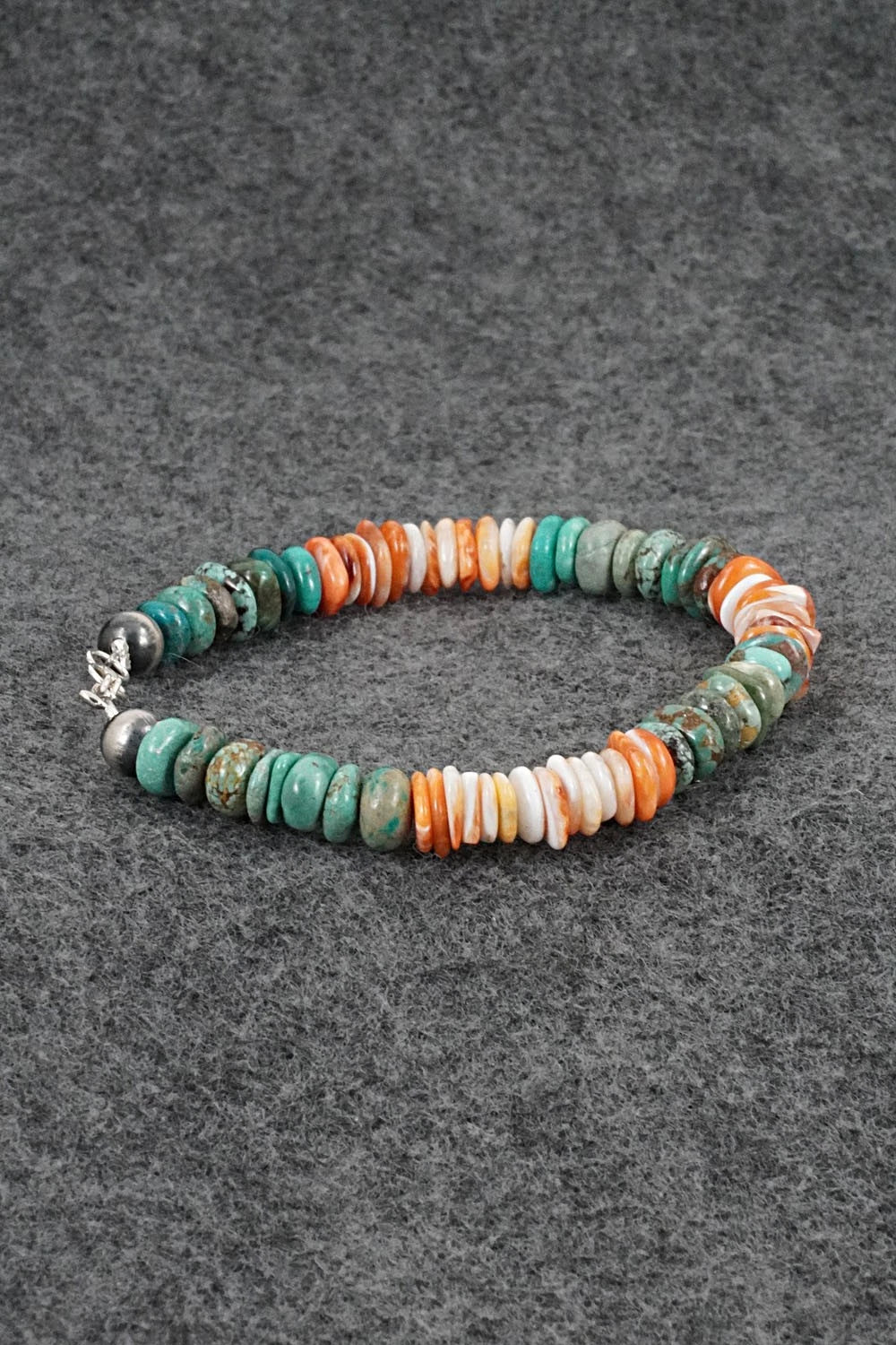 Turquoise, Spiny Oyster & Sterling Silver Bracelet - Doreen Jake