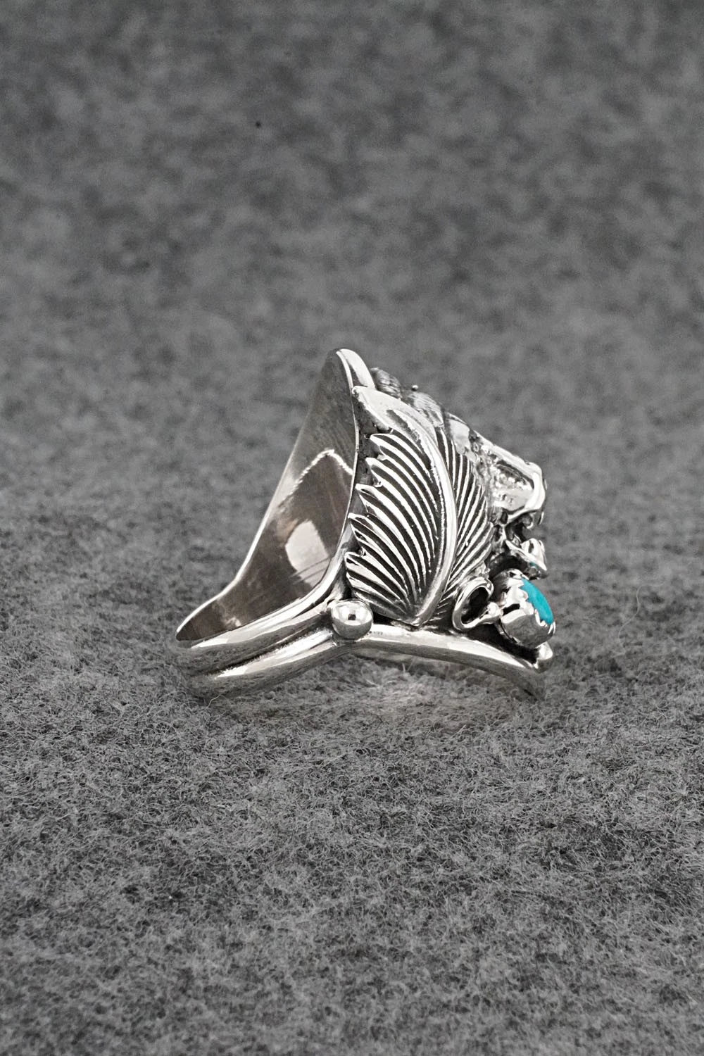 Turquoise & Sterling Silver Ring - Darrell Morgan - Size 10.5