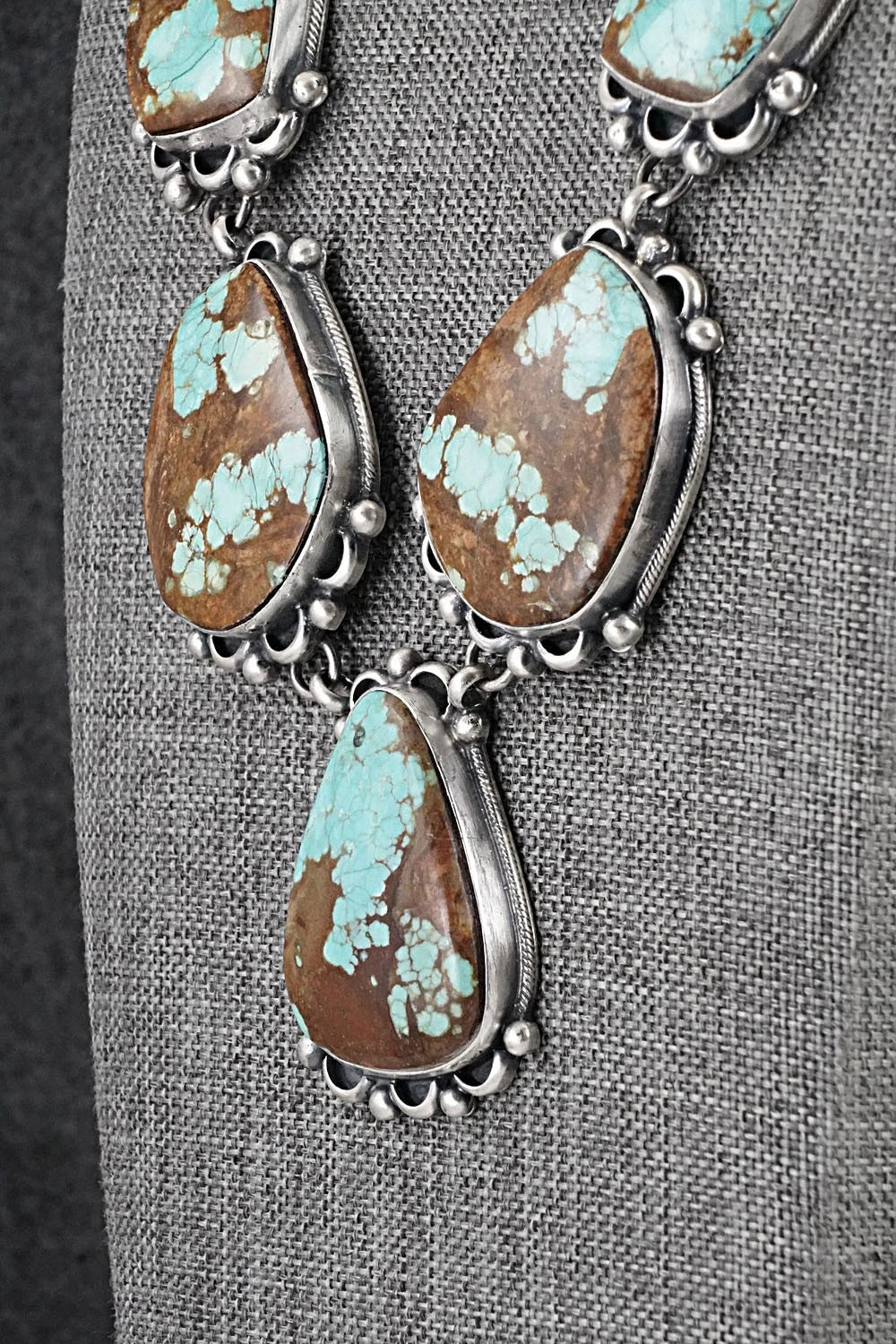 Turquoise & Sterling Silver Necklace and Earrings Set - Bobby Johnson