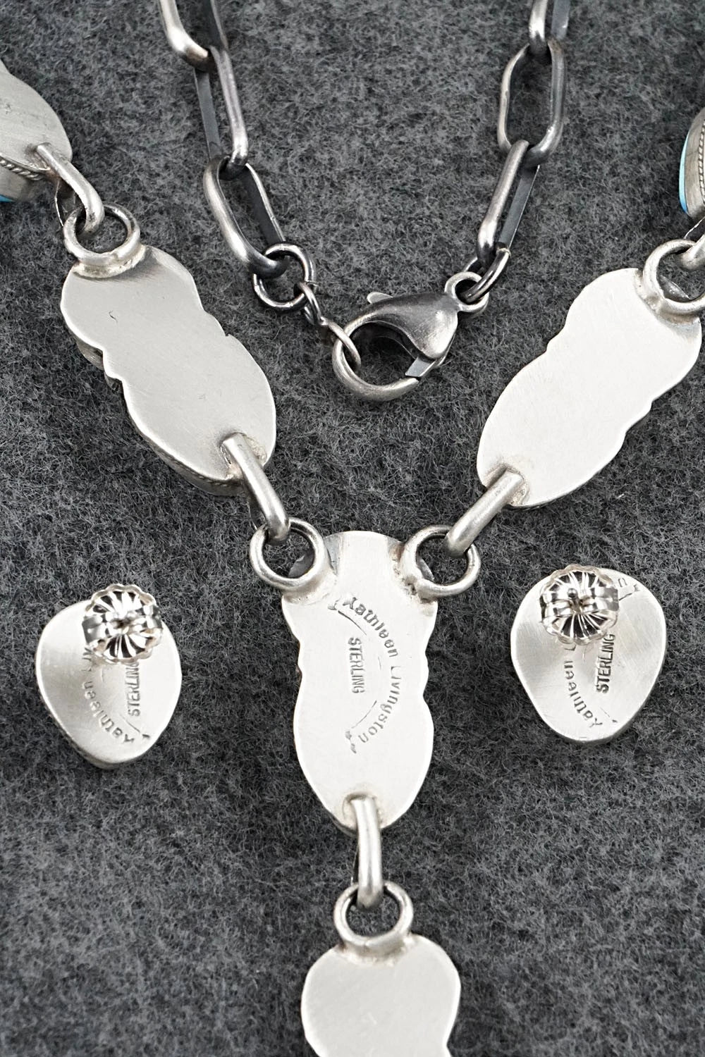 Turquoise & Sterling Silver Necklace and Earrings Set - Kathleen Livingston