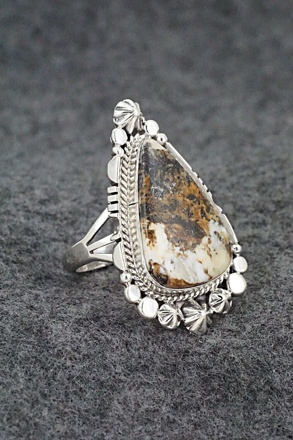 White Buffalo & Sterling Silver Ring - Daniel Benally - Size 8