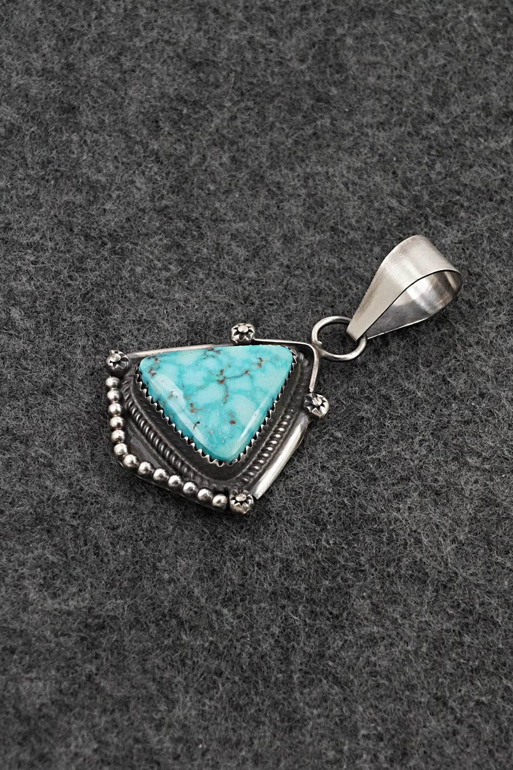 Turquoise & Sterling Silver Pendant - Leslie Nez