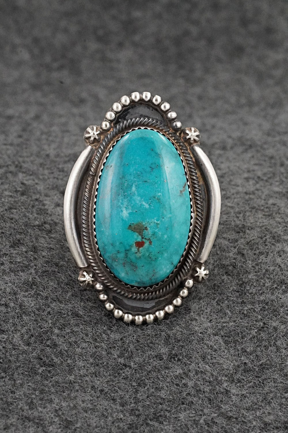 Turquoise & Sterling Silver Ring - Leslie Nez - Size 9.5