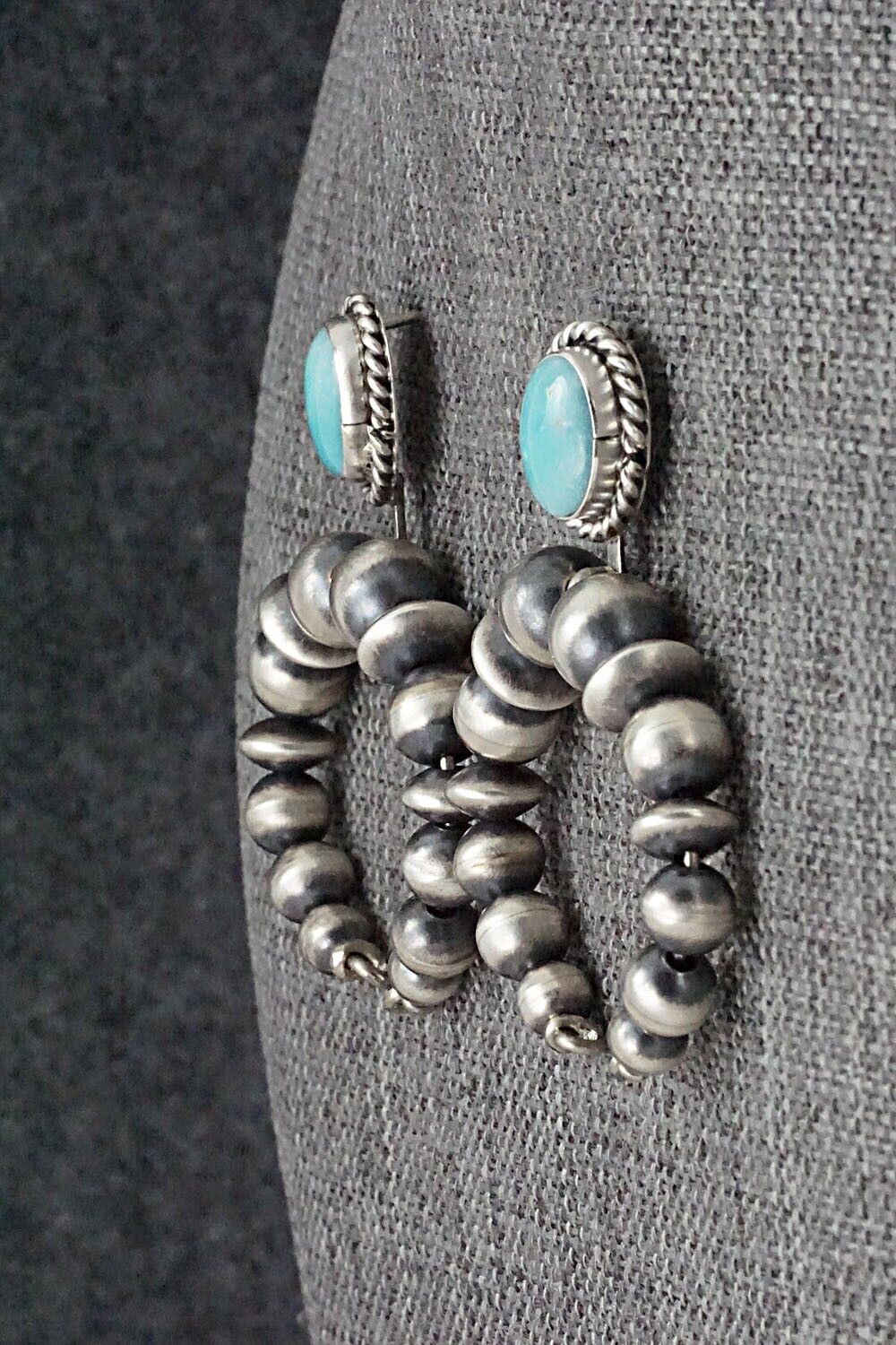 Turquoise & Sterling Silver Navajo Pearl Earrings - Grace Kenneth