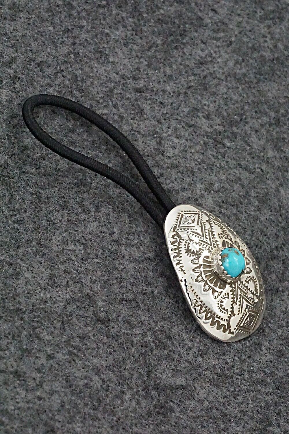 Turquoise & Sterling Silver Hair Tie - Shirley Skeets
