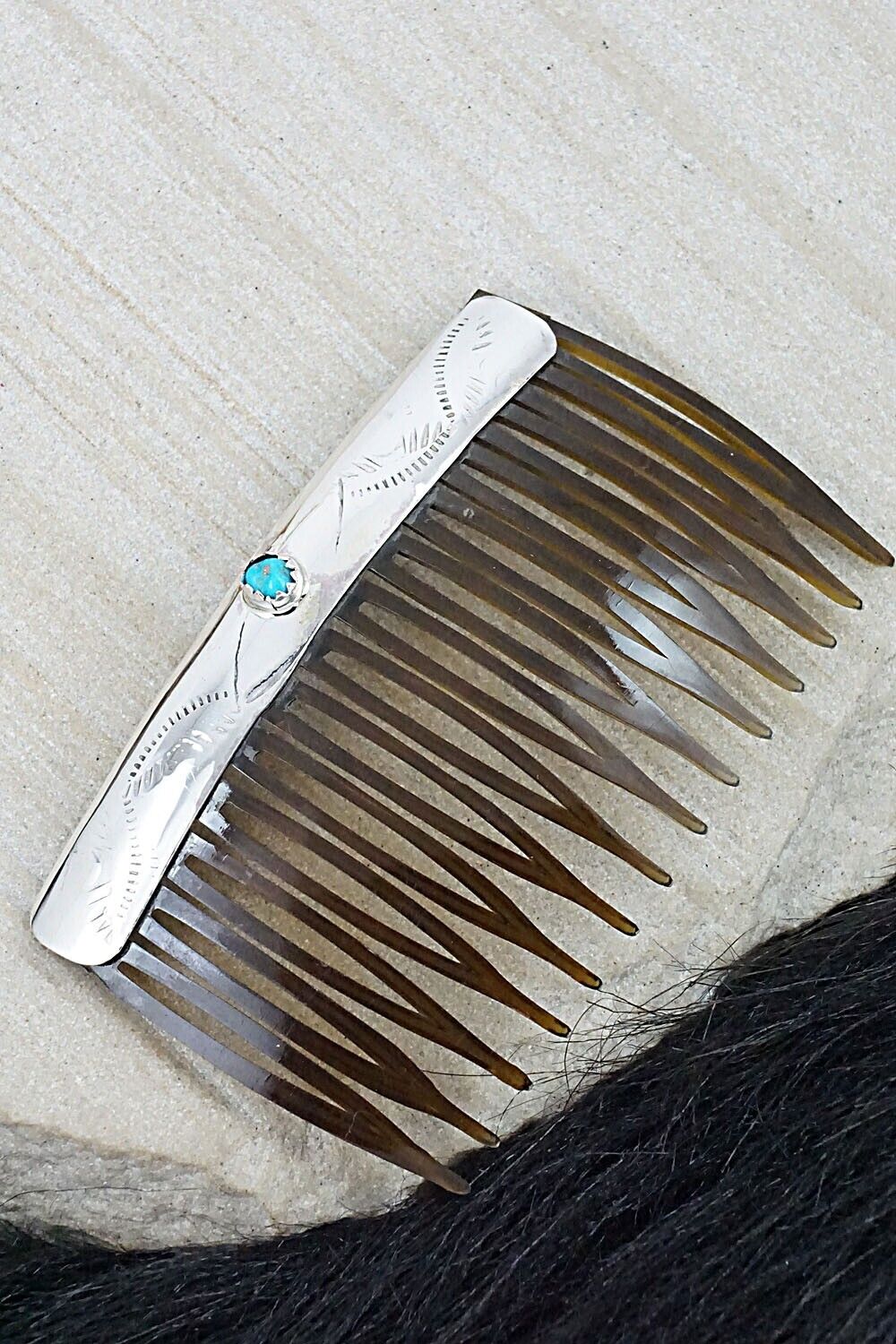 Turquoise & Sterling Silver Hair Combs - Randall Dalgai