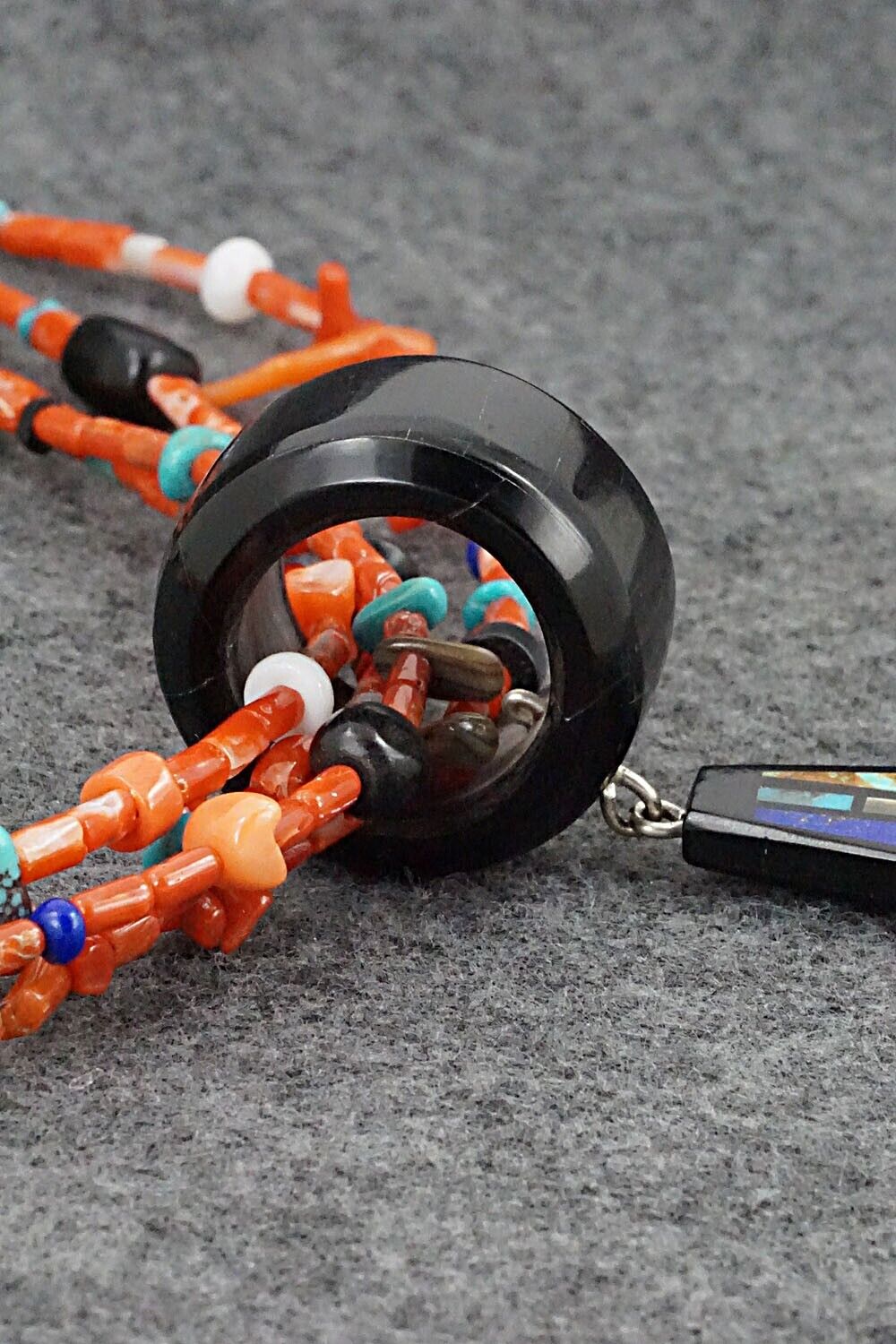 Coral, Multi-Stone Pendant & Sterling Silver Necklace - Chris Nieto