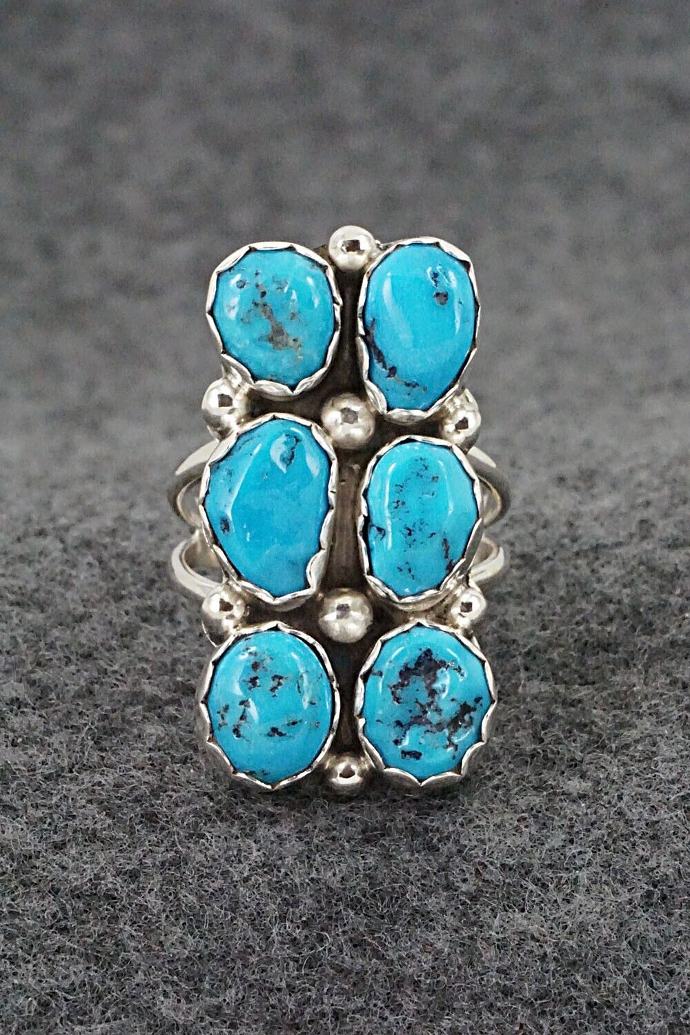 Turquoise & Sterling Silver Ring - Pearlene Spencer - Size 8.75