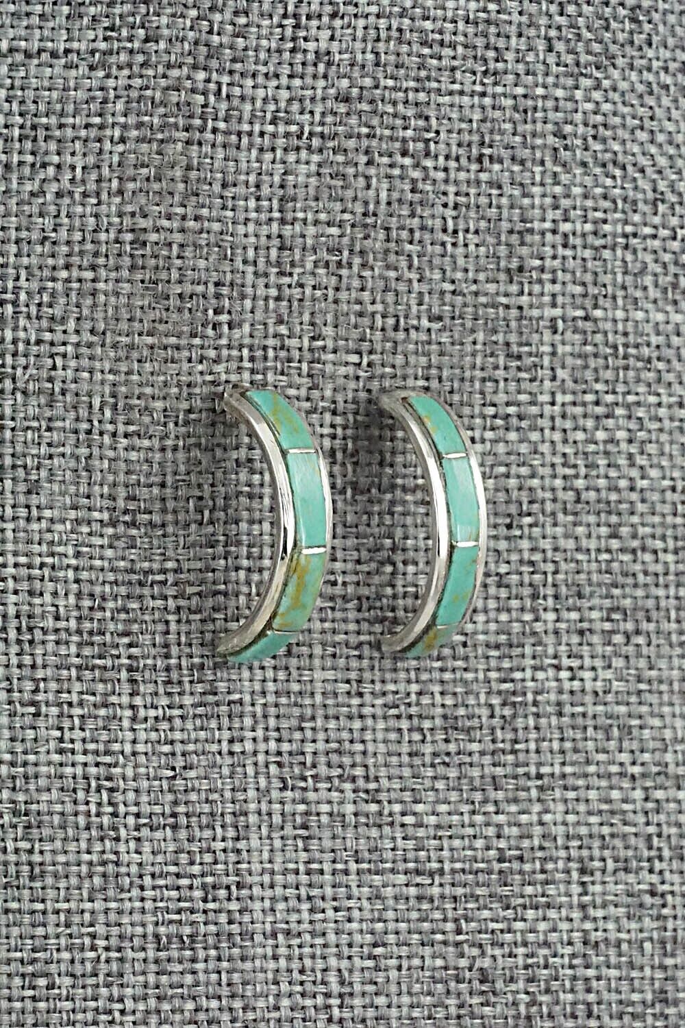 Turquoise & Sterling Silver Hoop Earrings - Alton Tom