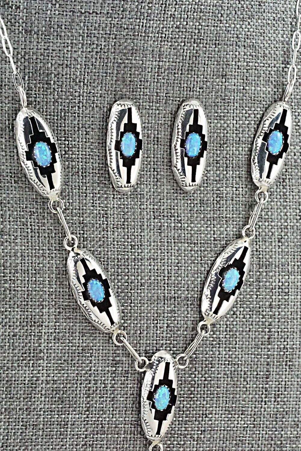 Opalite & Sterling Silver Necklace and Earrings Set - Felix Perry