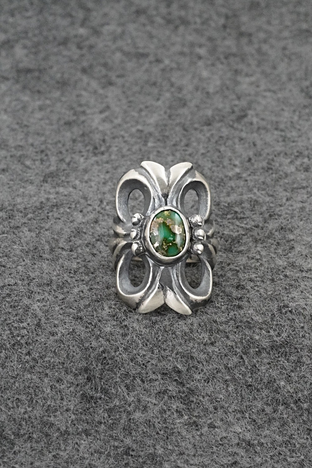 Turquoise & Sterling Silver Ring - Harrison Bitsue - Size 7.5