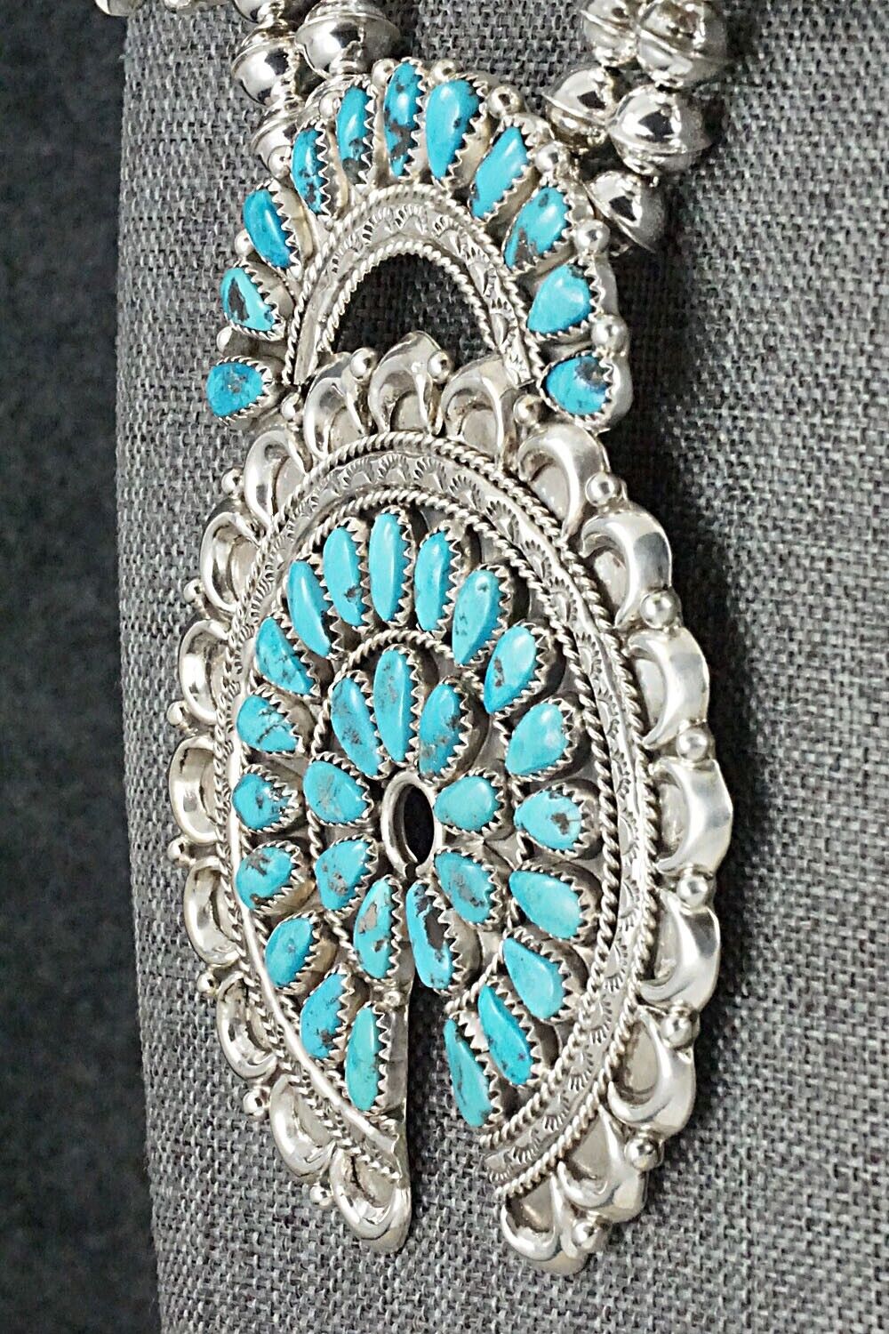 Turquoise & Sterling Silver Squash Blossom Set - Eunise Wilson