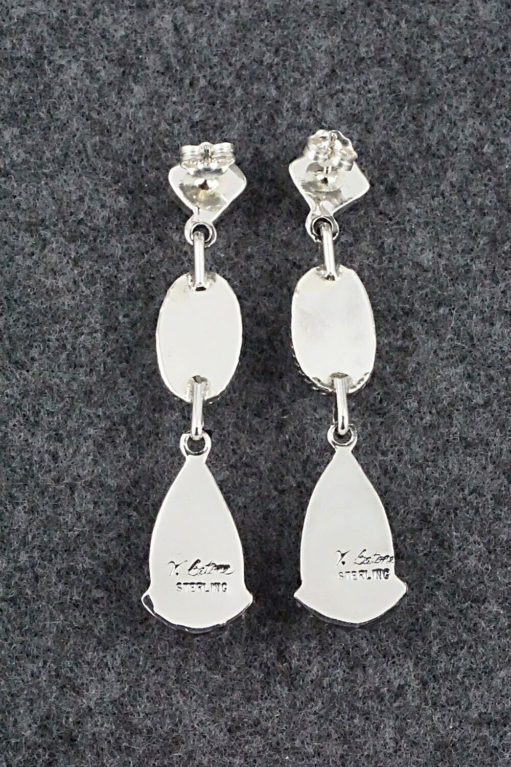 Turquoise, Coral & Sterling Silver Earrings - Verley Betone