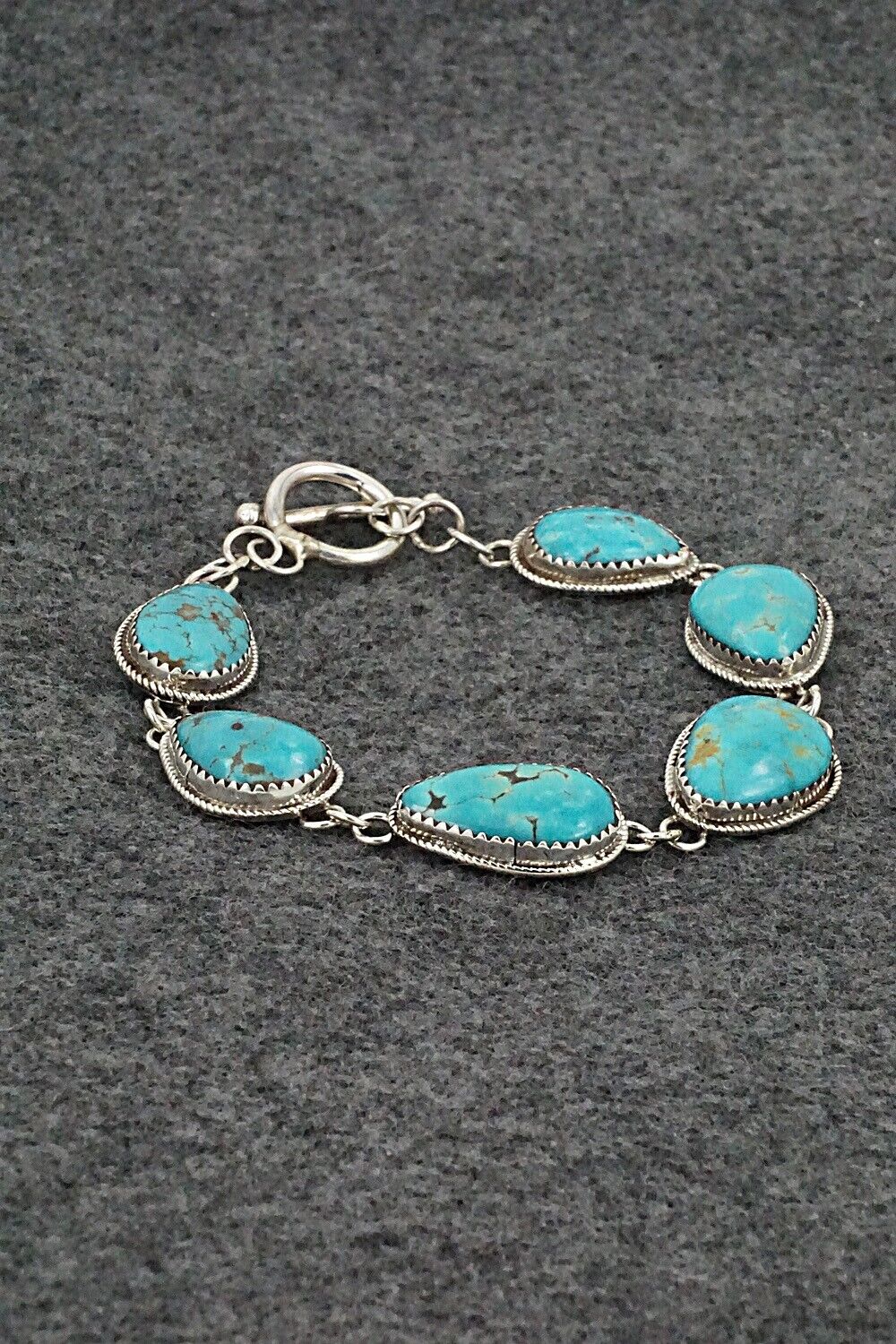 Turquoise & Sterling Silver Link Bracelet - Ernest Hawthorne