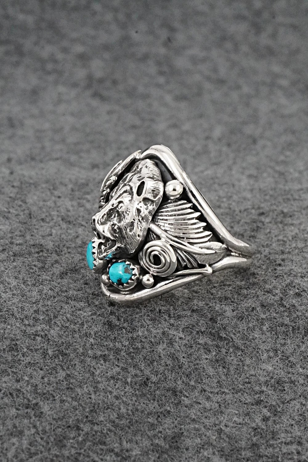 Turquoise & Sterling Silver Ring - Darrell Morgan - Size 13