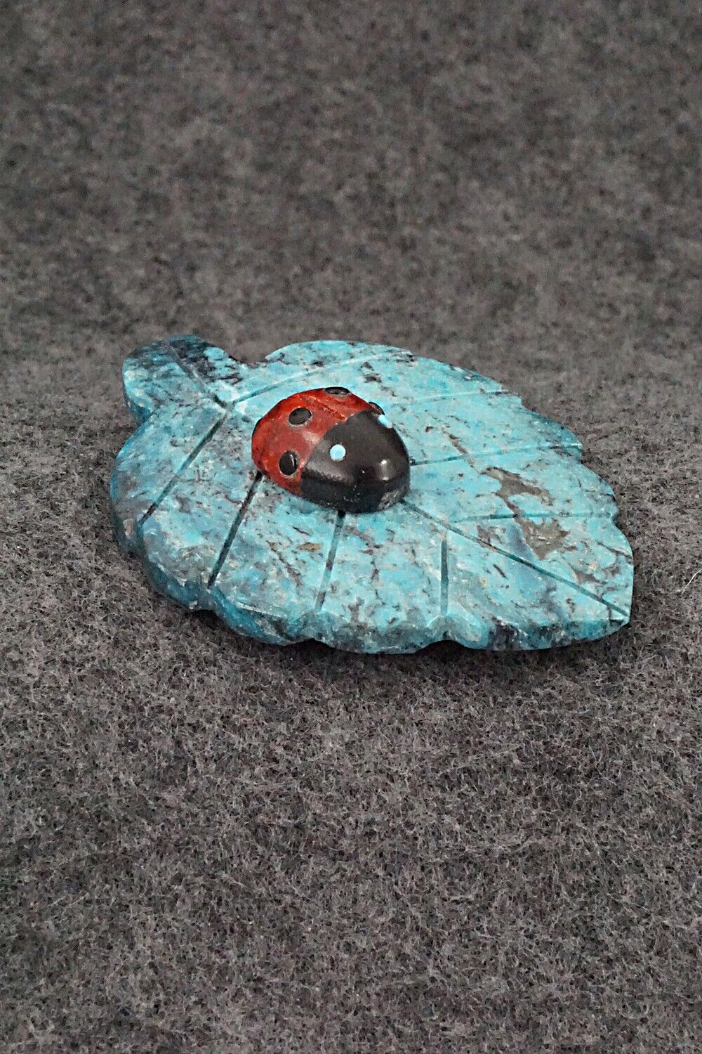 Ladybug on a Leaf Zuni Fetish Carving - Reynold Lunasee