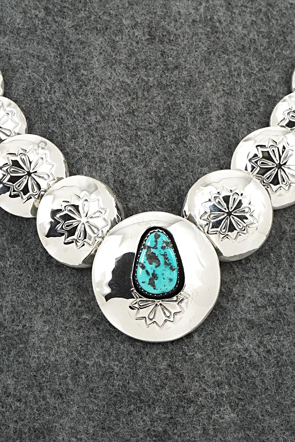 Turquoise Sterling Silver Necklace and Earrings Set - Tim Thompson