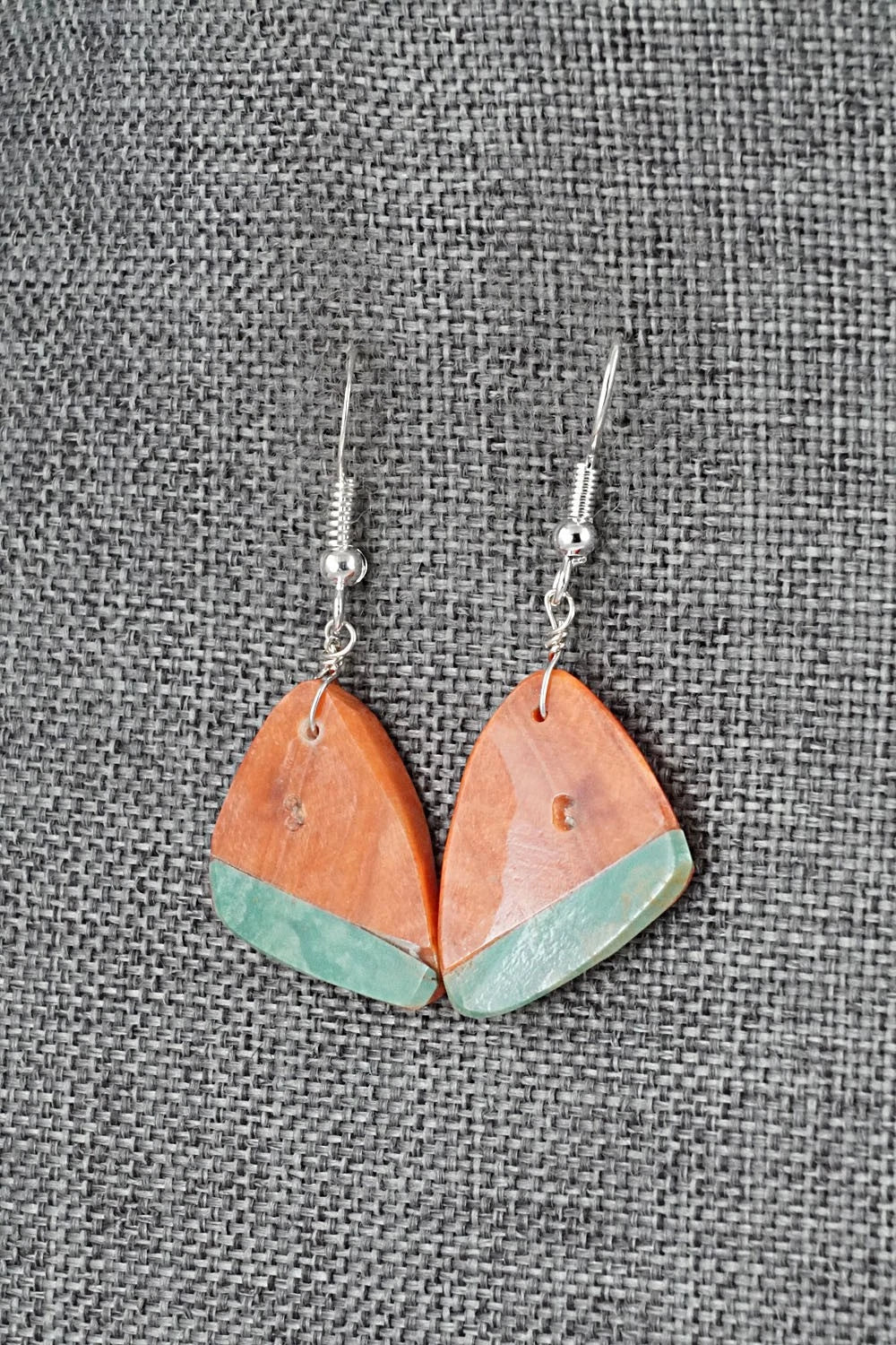 Spiny Oyster, Turquoise & Sterling Silver Earrings - Louise Pete