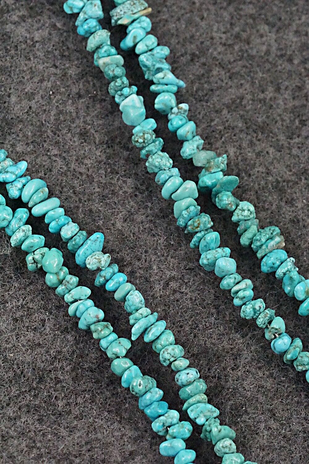 Turquoise & Sterling Silver Necklace 48" - Doreen Jake