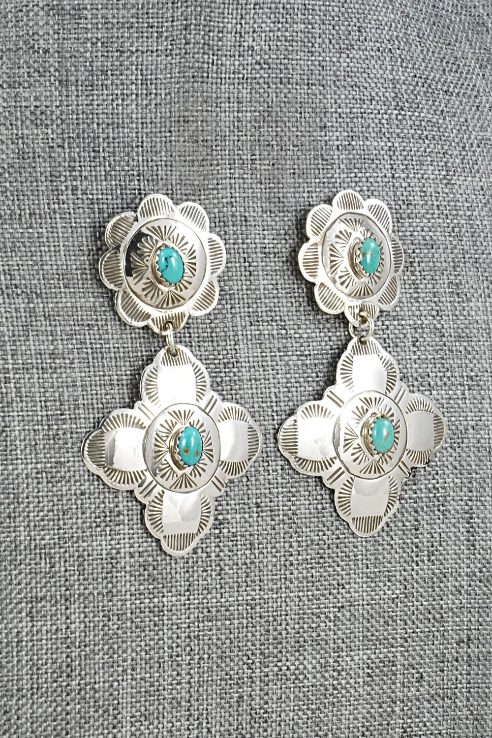 Turquoise & Sterling Silver Earrings - Bertha Begay