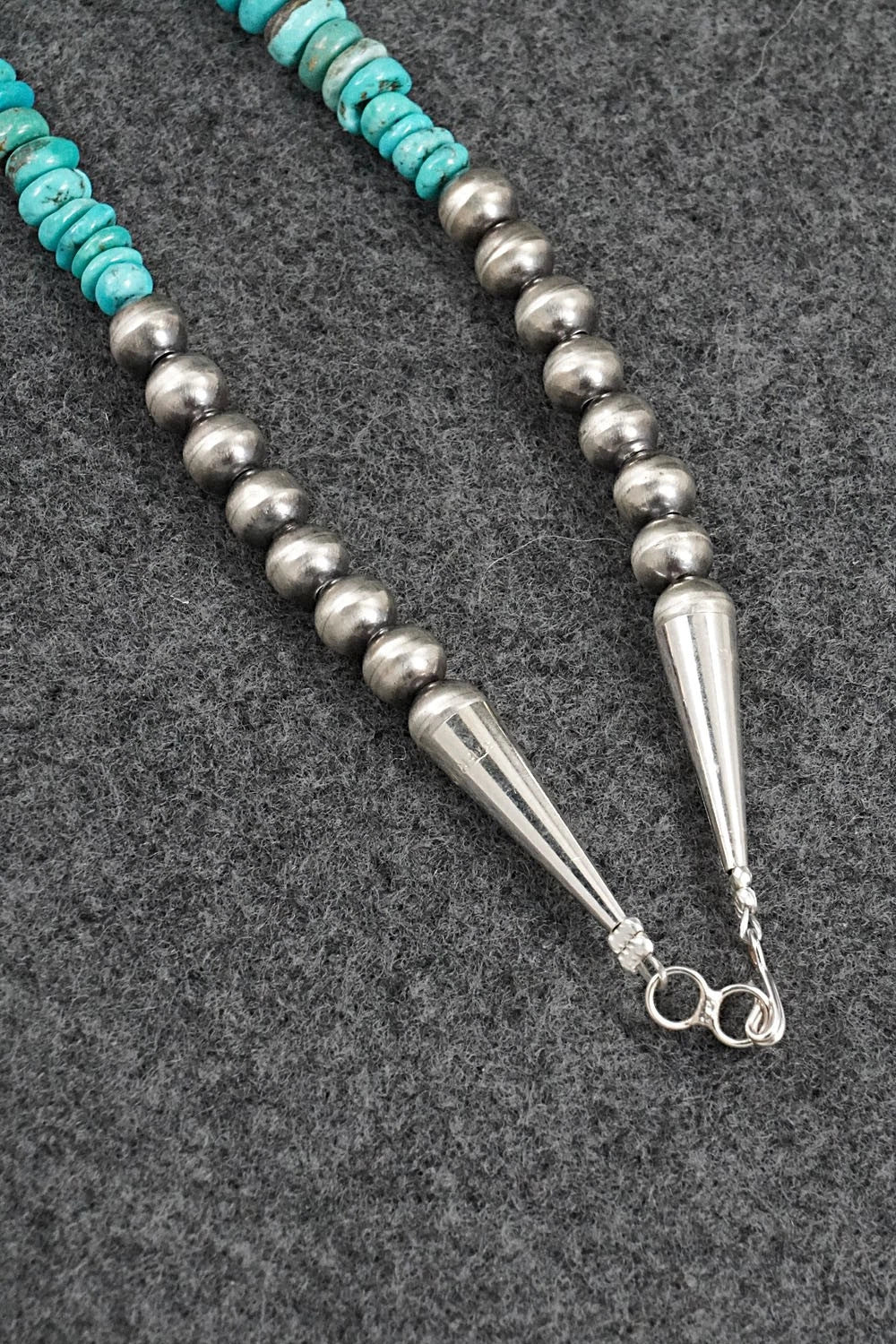 Turquoise & Sterling Silver Necklace 22" - Doreen Jake