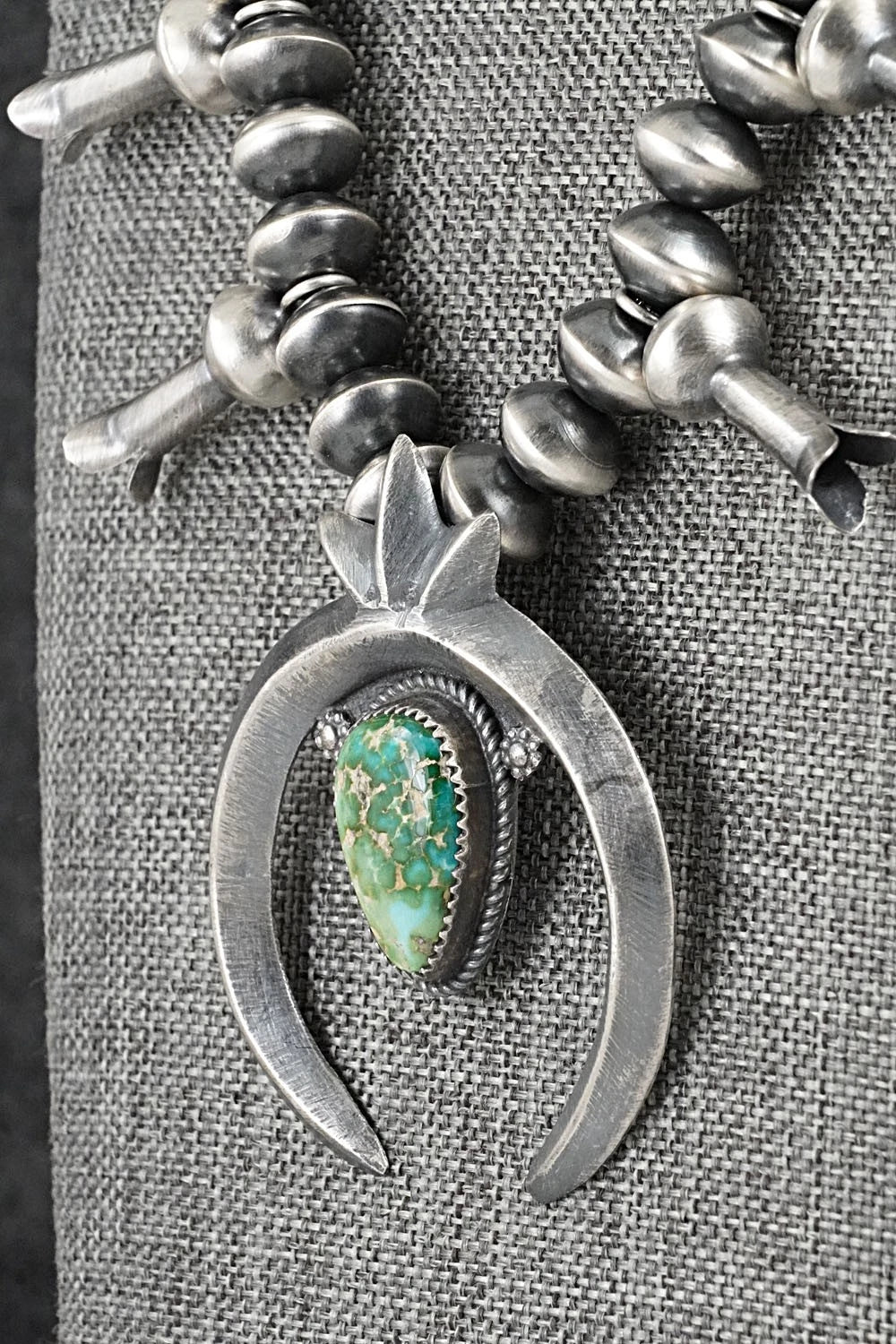 Turquoise & Sterling Silver Squash Blossom Necklace - Presley Haley