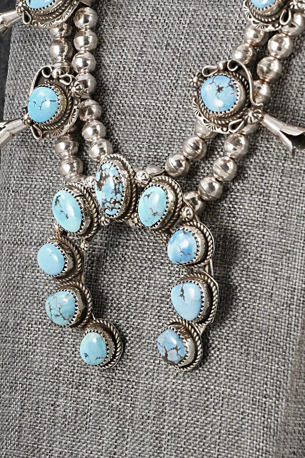 Turquoise & Sterling Silver Squash Blossom Set - Phil Nez