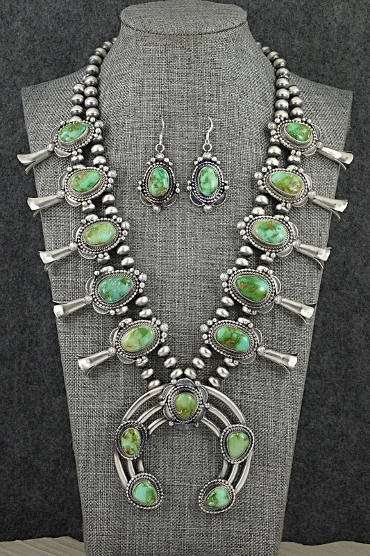 Turquoise & Sterling Silver Squash Blossom Set - Tom Lewis
