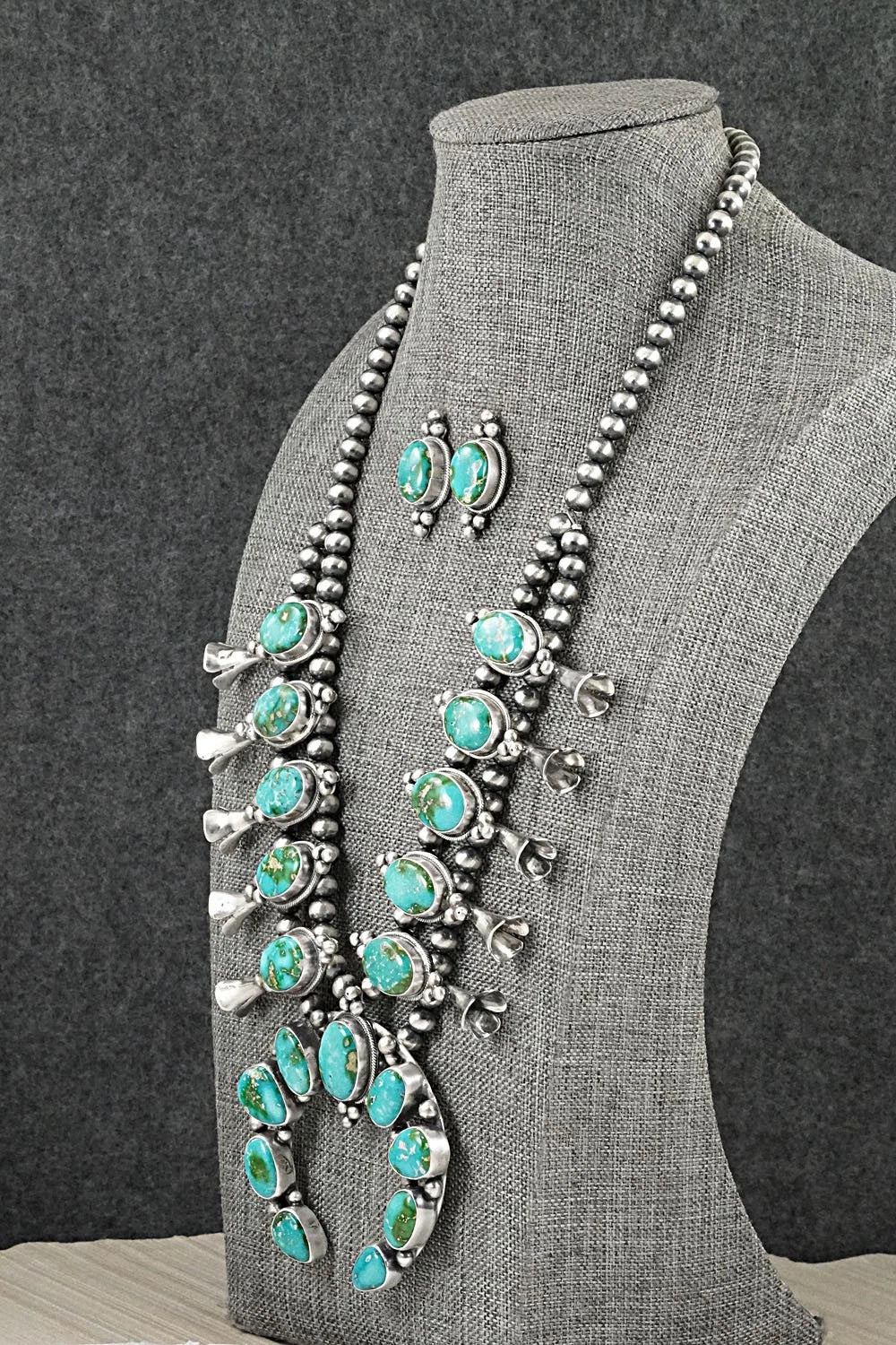 Turquoise & Sterling Silver Squash Blossom Set - Darrin Livingston