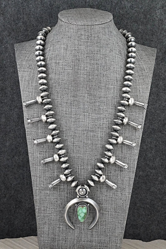 Turquoise & Sterling Silver Squash Blossom Necklace - Presley Haley