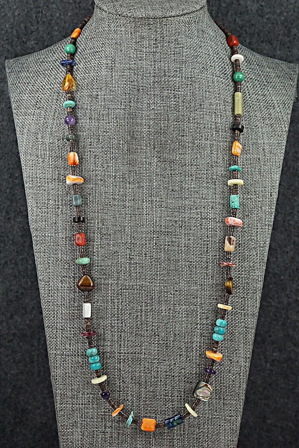 Multi-Stone & Sterling Silver Necklace 28" - Helen Tsosie