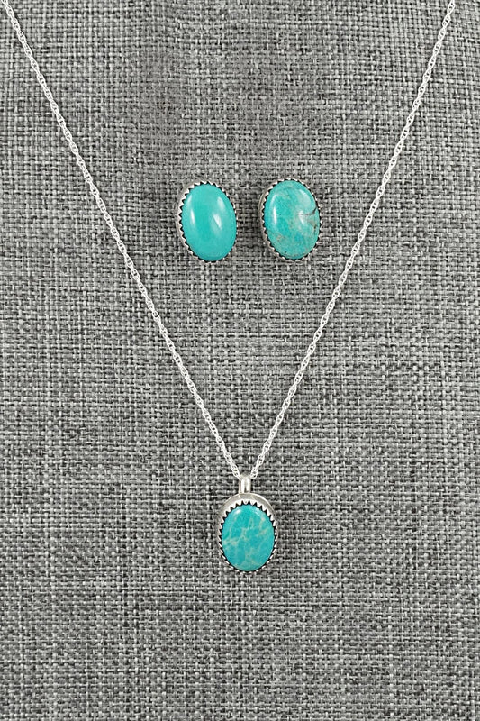 Turquoise & Sterling Silver Necklace Set - Murray Hannaweeka