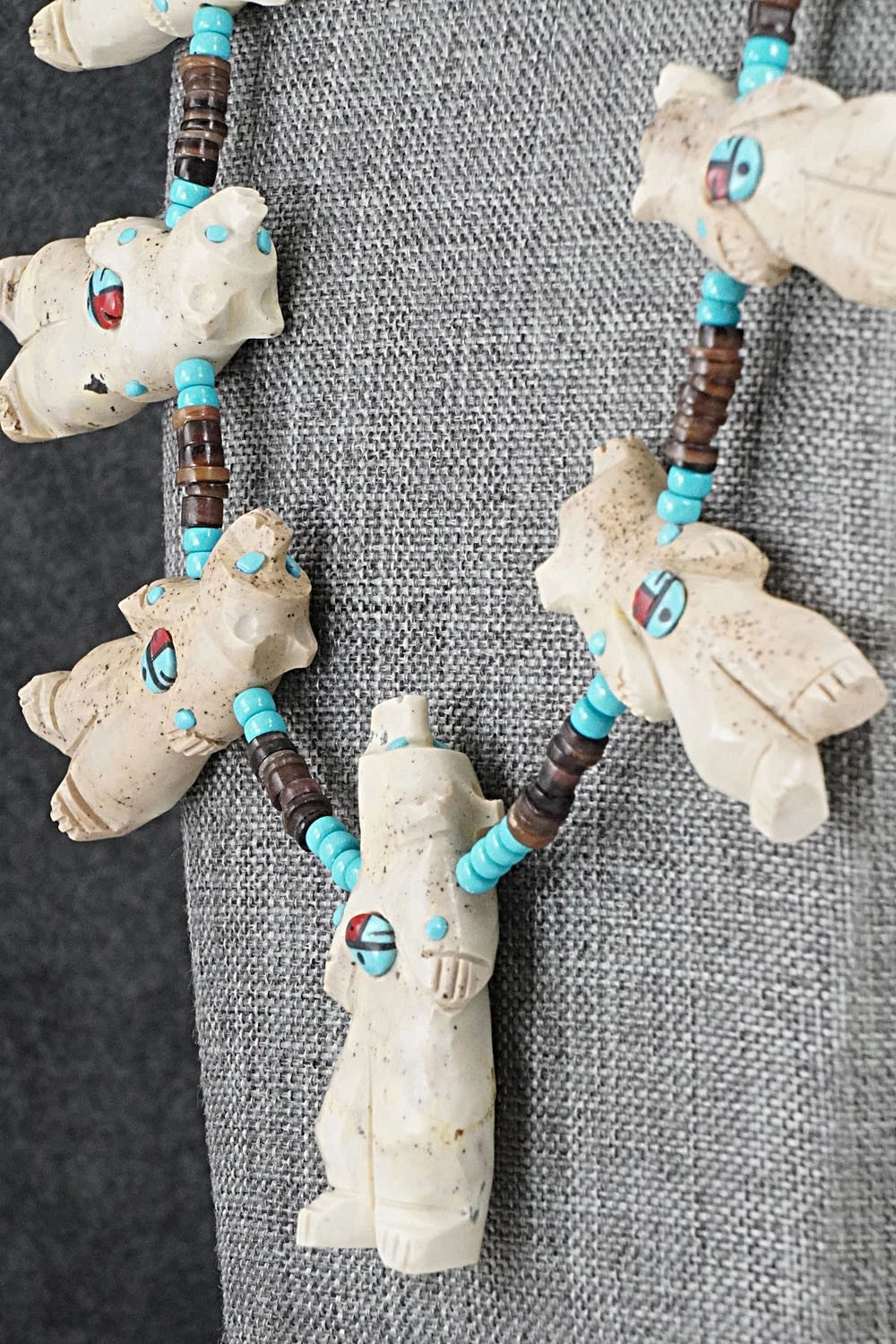 Multi-Stone Bear Fetish & Sterling Silver Necklace Set - Dannette Laate