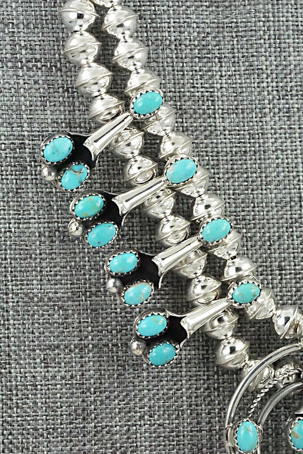 Turquoise & Sterling Silver Mini Squash Blossom Set - Phil Garcia