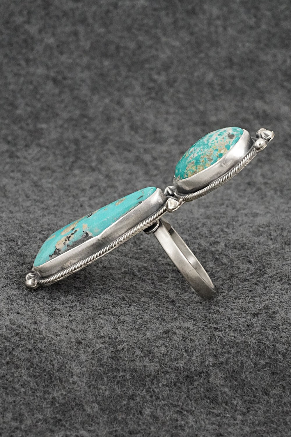 Turquoise & Sterling Silver Ring - Randy Billy - Size 8 Adj.