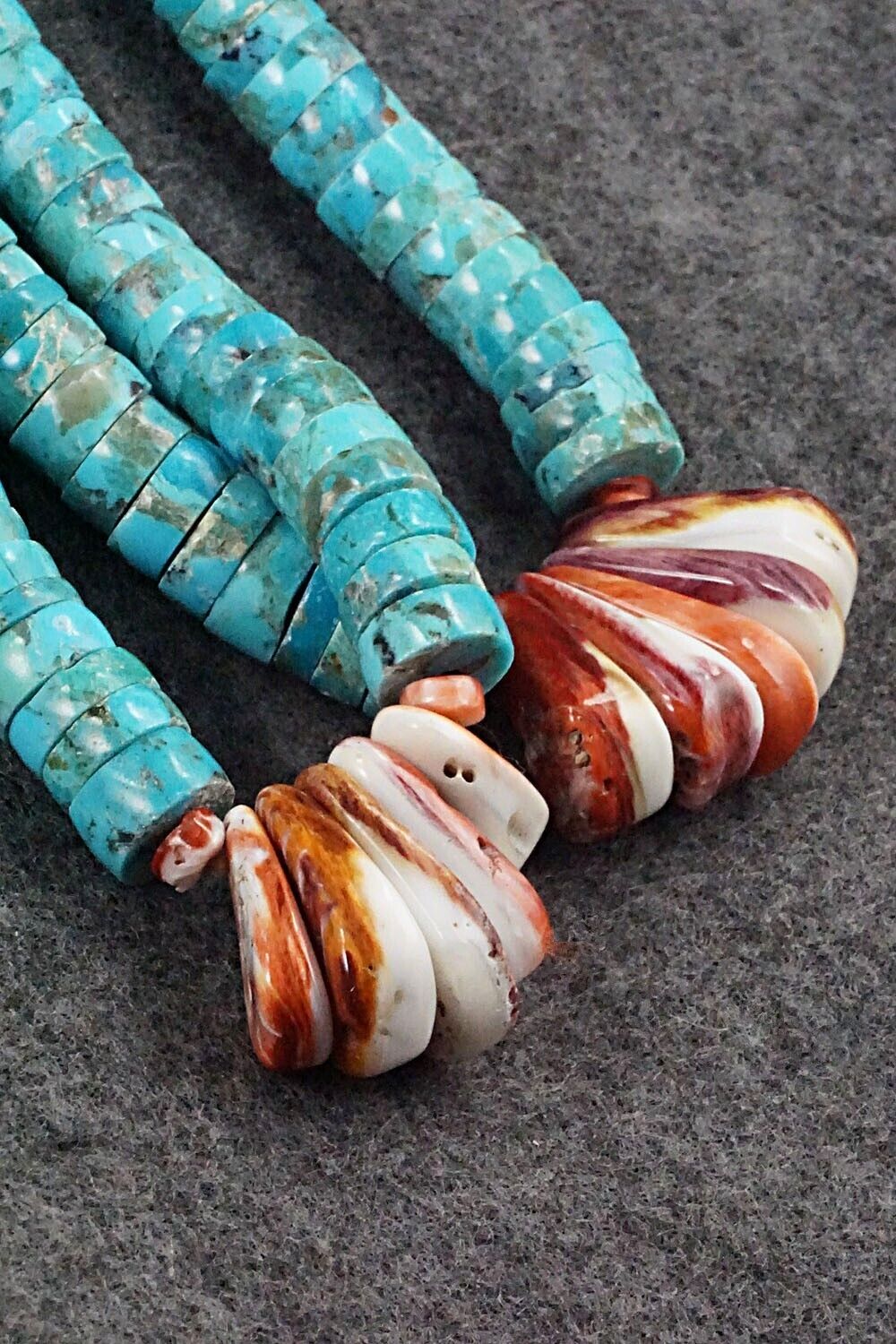 Spiny Oyster, Turquoise & Sterling Silver Necklace - Lupe Lovato