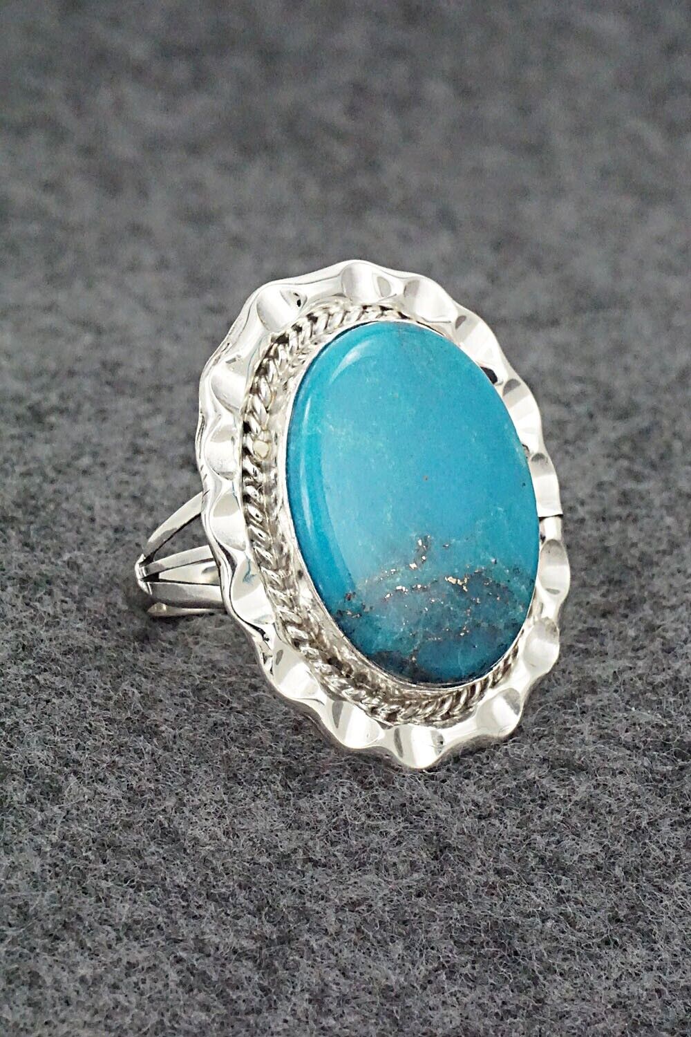 Turquoise & Sterling Silver Ring - Samuel Yellowhair - Size 8