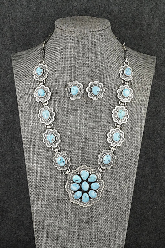 Turquoise & Sterling Silver Necklace and Earrings Set - Mark Yazzie