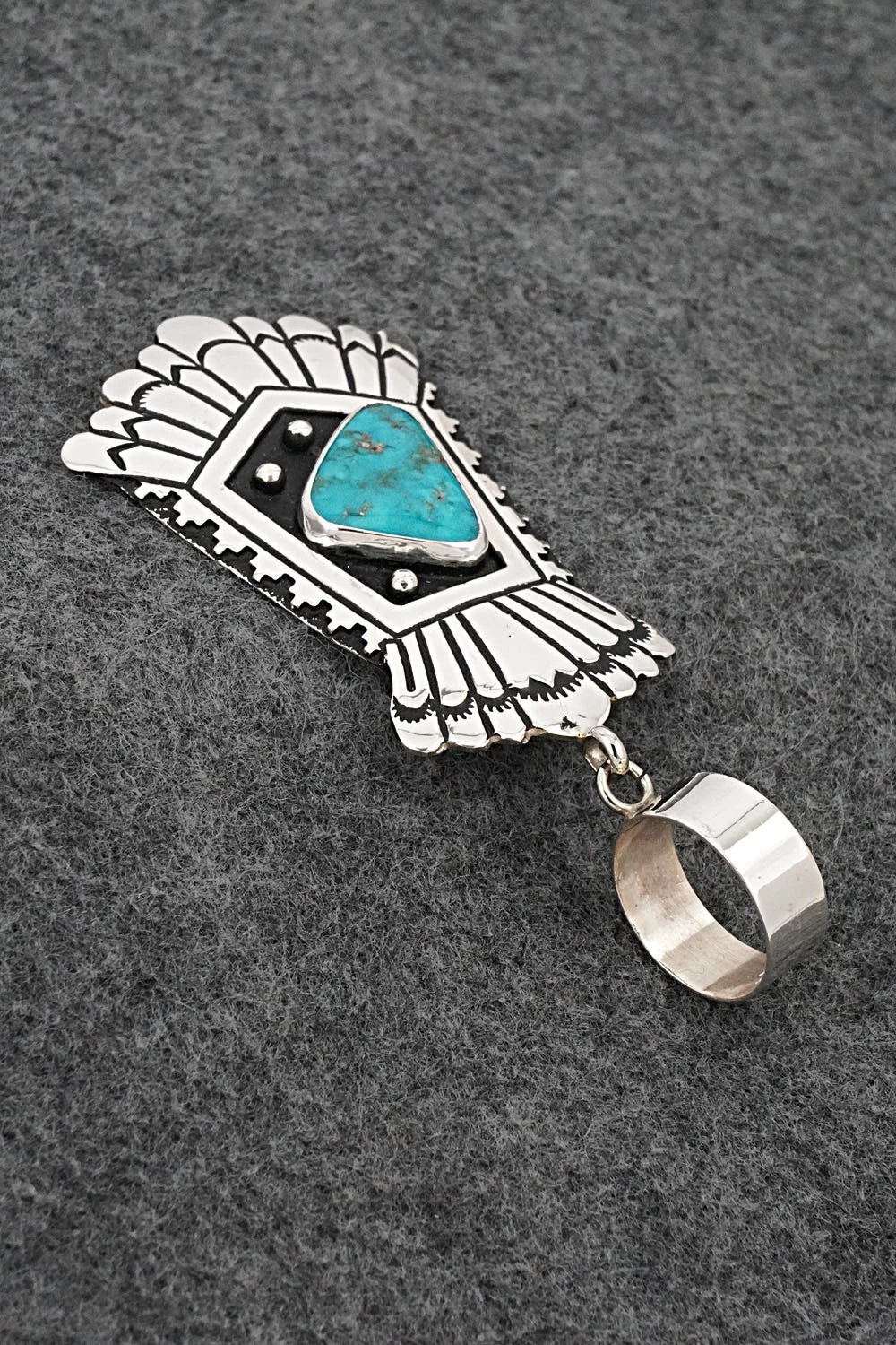 Turquoise & Sterling Silver Pendant - Rosita Singer