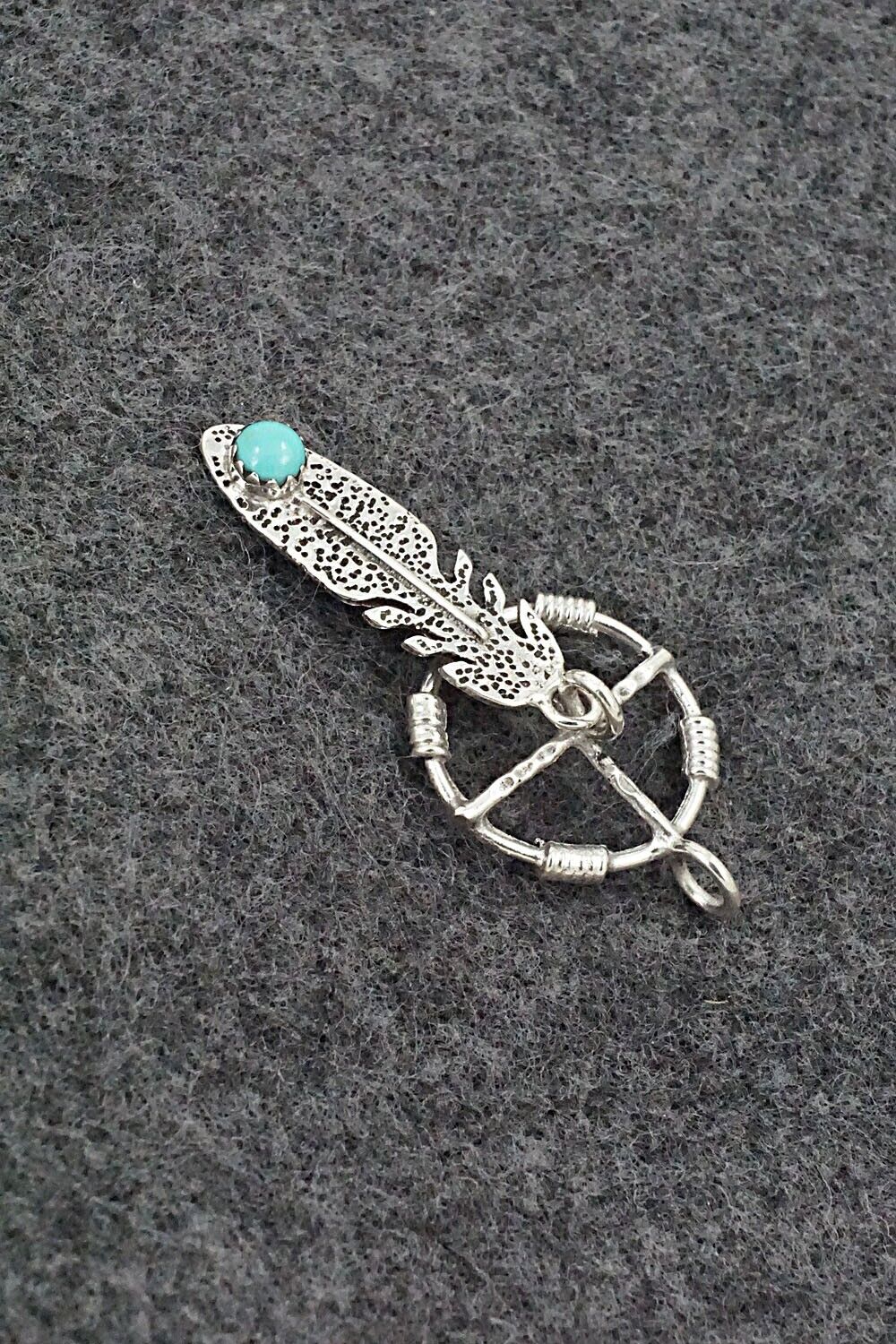 Turquoise & Sterling Silver Pendant - Kenny Lonjose