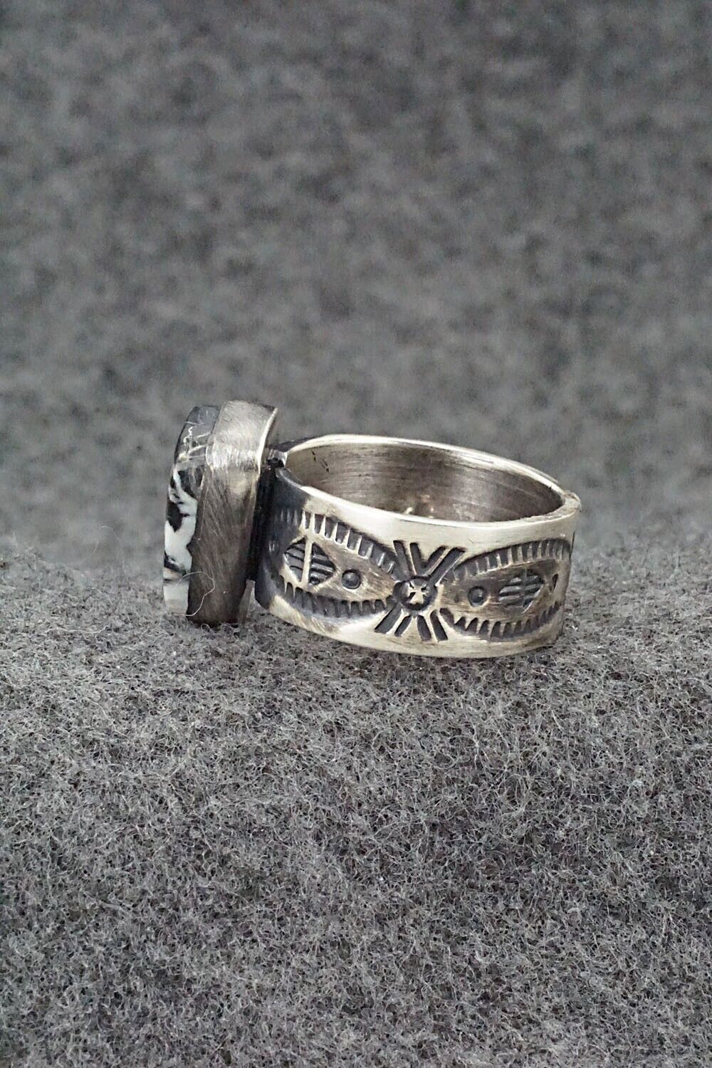 White Buffalo and Sterling Silver Ring - Raymond Coriz - Size 7 adj.