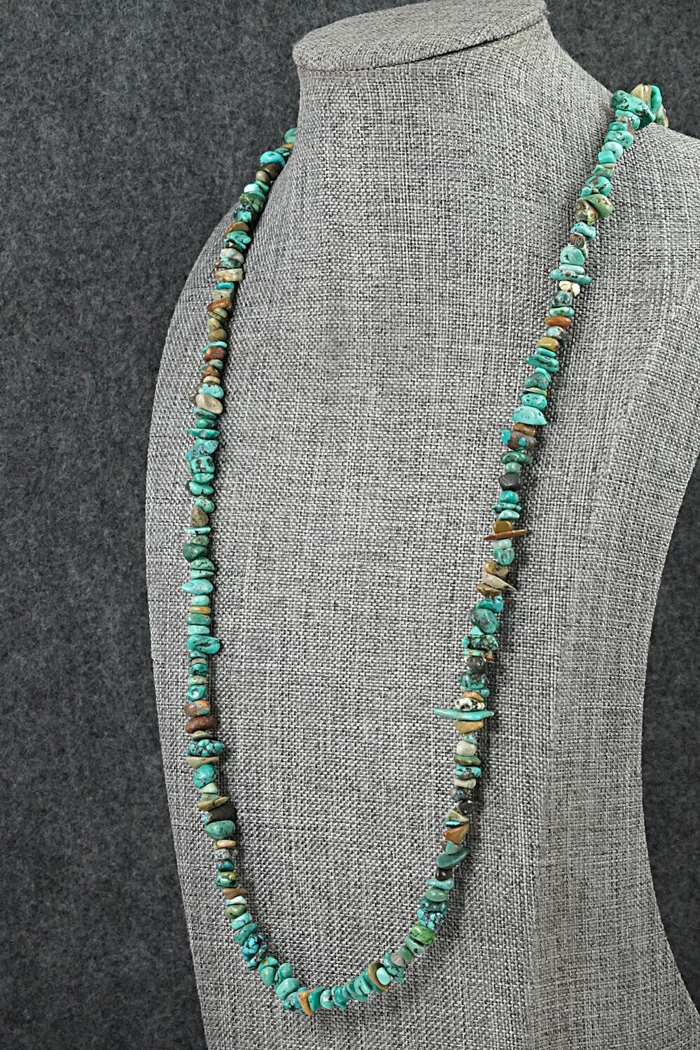 Turquoise & Sterling Silver Necklace 38" - Doreen Jake