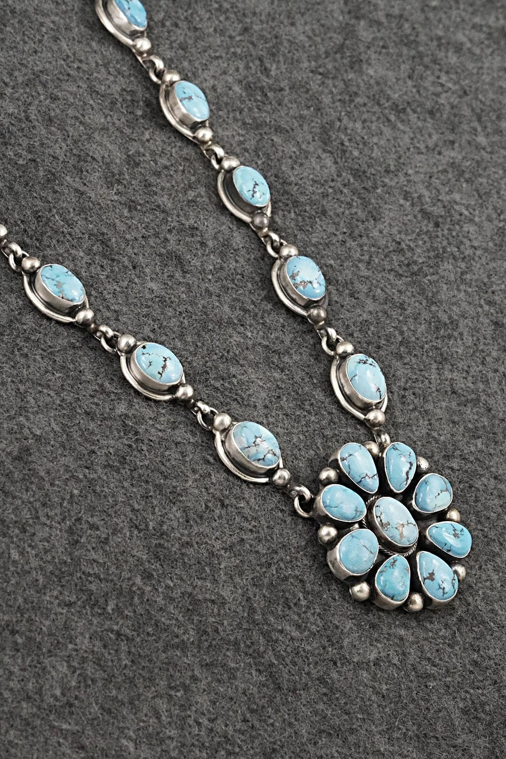 Turquoise & Sterling Silver Necklace and Earrings Set - Kathleen Livingston