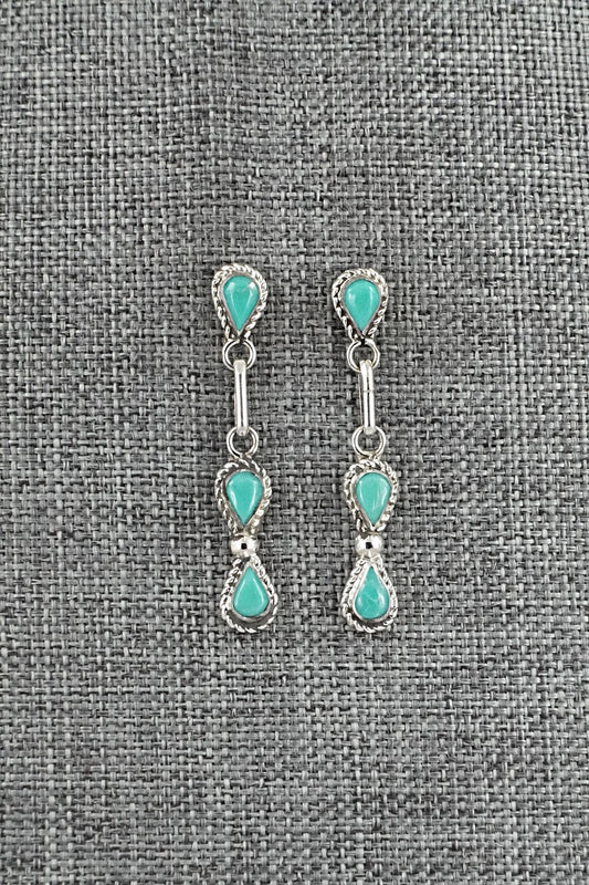 Turquoise & Sterling Silver Earrings - Carol Lateyice