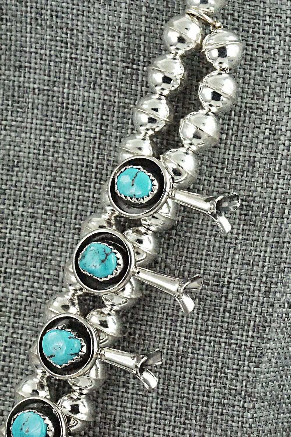 Turquoise & Sterling Silver Squash Blossom Set - Phil Garcia