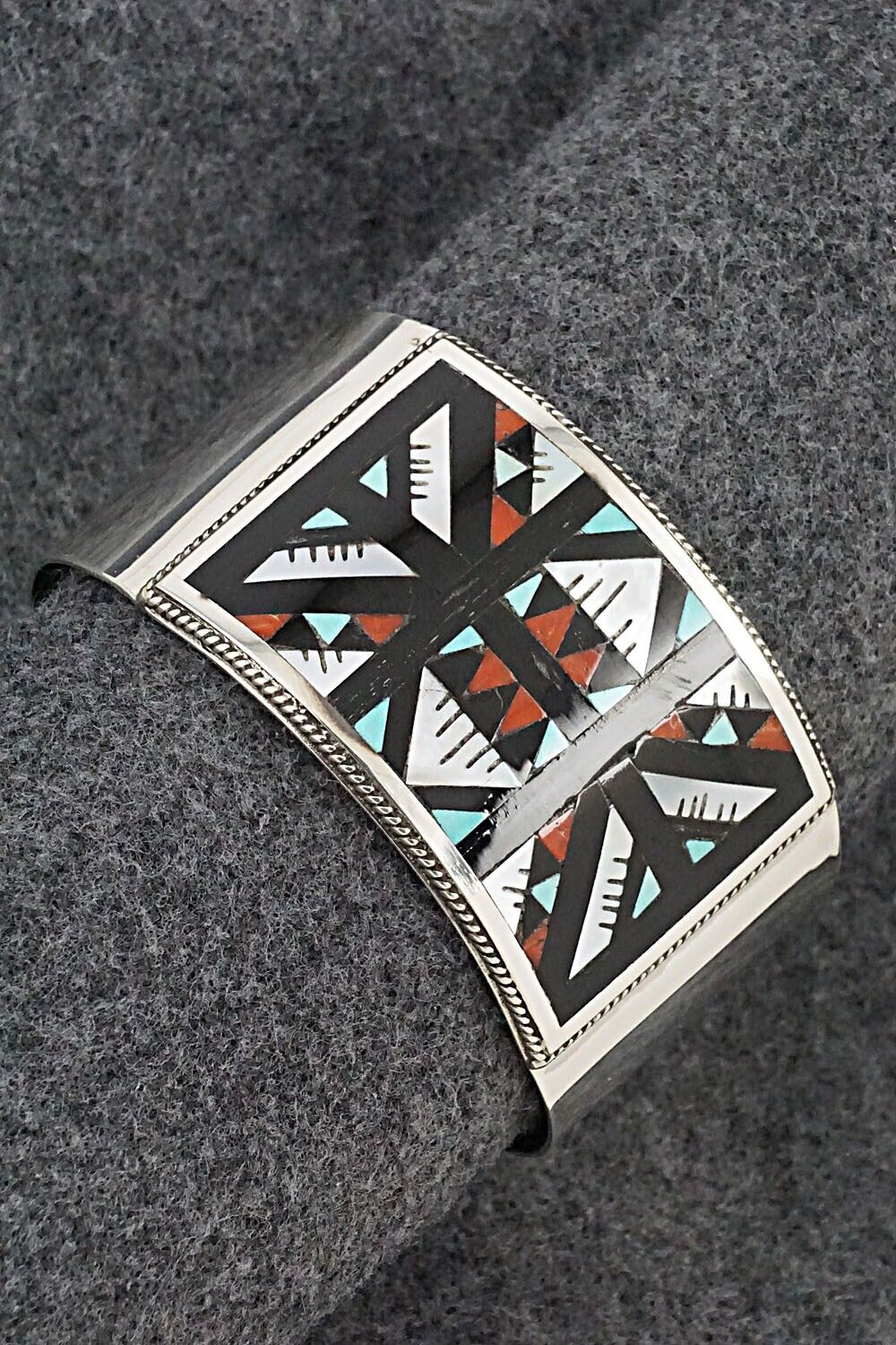 Multi-Stone & Sterling Silver Inlay Bracelet - Leander Othole