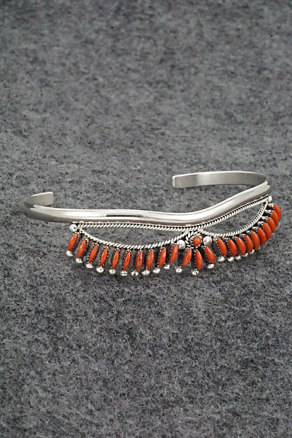 Coral & Sterling Silver Bracelet - Stewart Nakatewa